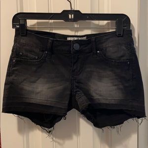 Day trip black frayed denim shorts